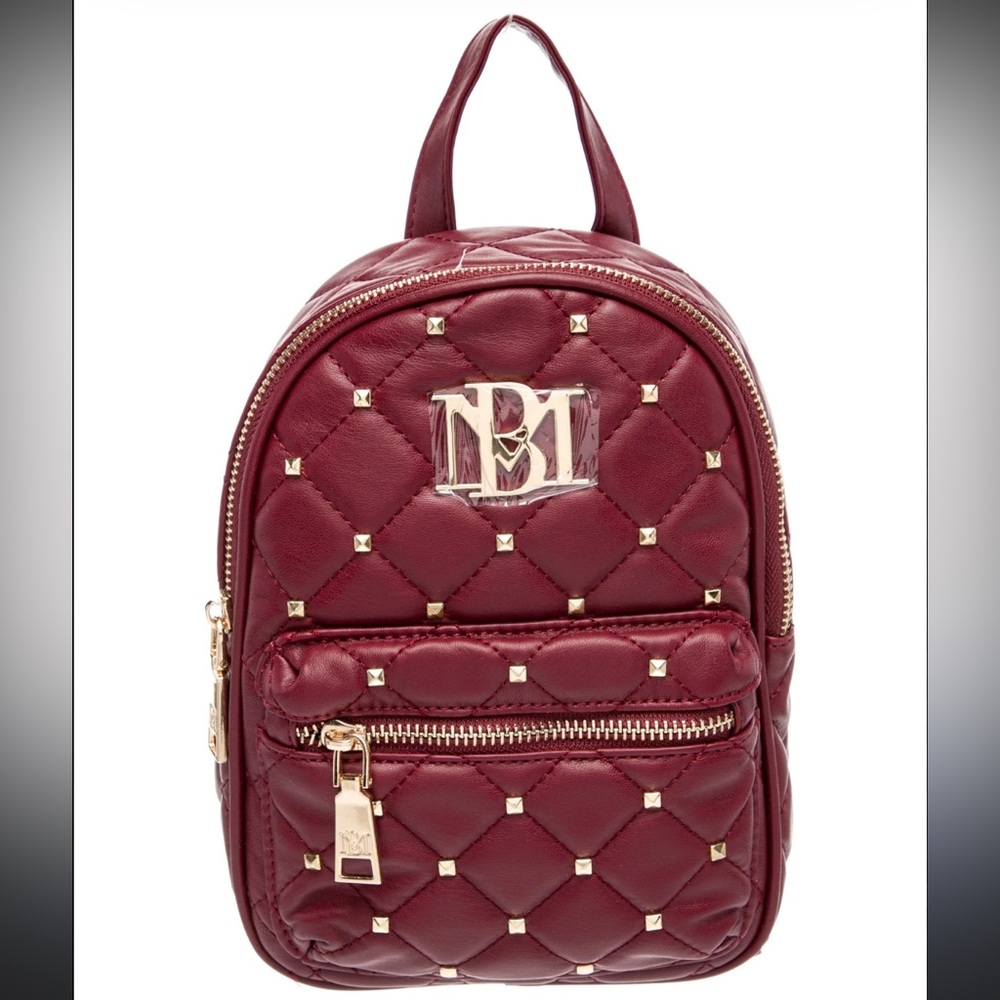 Badgley Mischka Small Diamond Quilted Studded Backpack NWT